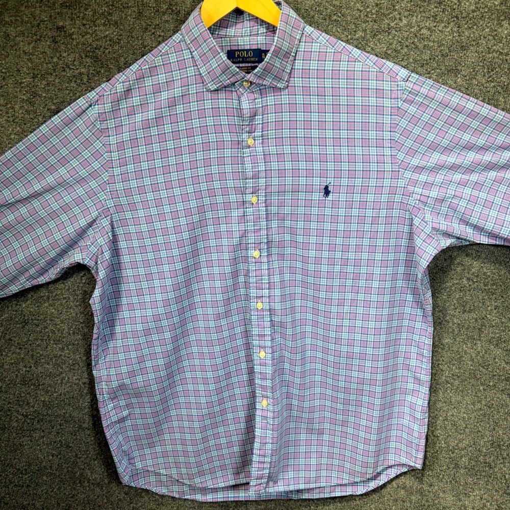 Polo Ralph Lauren Classic Fit Mens XL Multi Color Plaid Stretch Preppy Pony